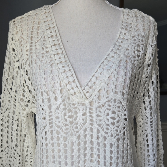 NWT La Blanca Waverly Crochet Swimsuit Coverup - Ivory - Picture 5 of 10